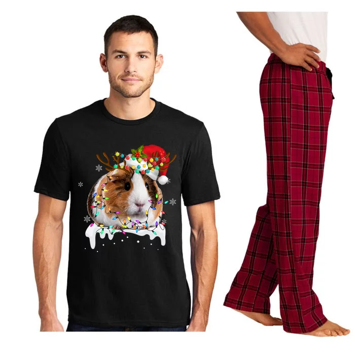 Guinea Pig With Christmas Lights And Santa Hat Xmas Animal Pajama Set