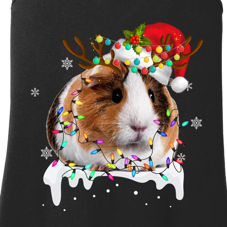 Guinea Pig With Christmas Lights And Santa Hat Xmas Animal Ladies Essential Tank