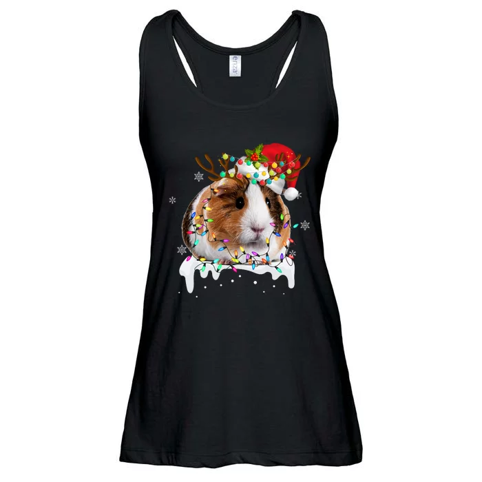 Guinea Pig With Christmas Lights And Santa Hat Xmas Animal Ladies Essential Flowy Tank