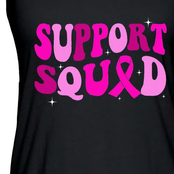 Groovy Pink Warrior Breast Cancer Awareness Support Squad Ladies Essential Flowy Tank