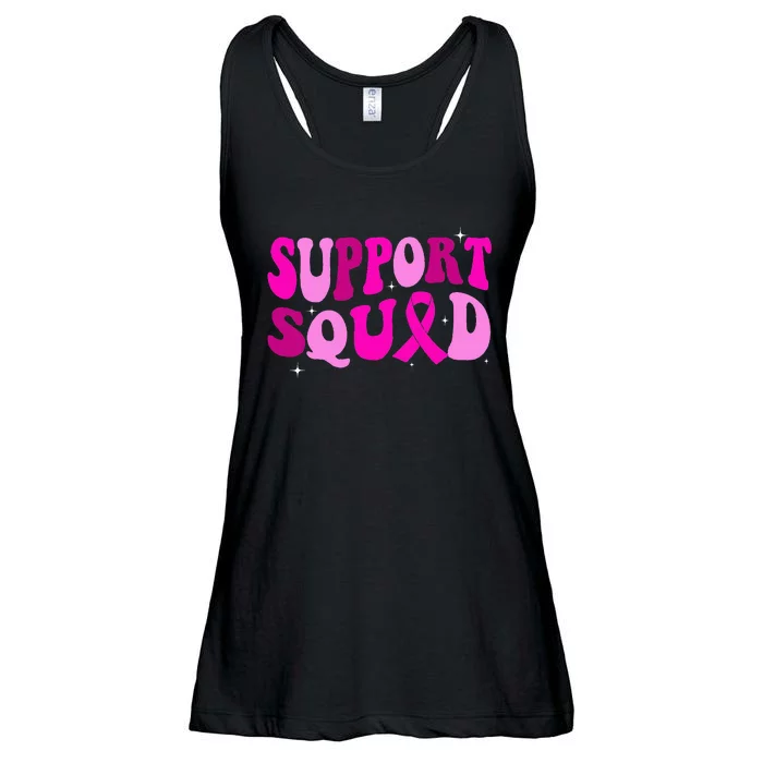 Groovy Pink Warrior Breast Cancer Awareness Support Squad Ladies Essential Flowy Tank