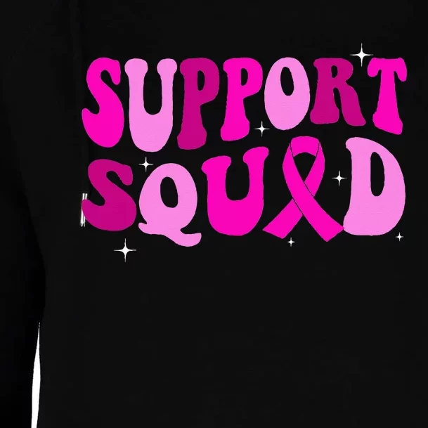 Groovy Pink Warrior Breast Cancer Awareness Support Squad Womens Funnel Neck Pullover Hood