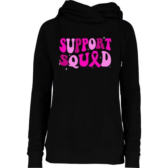 Groovy Pink Warrior Breast Cancer Awareness Support Squad Womens Funnel Neck Pullover Hood