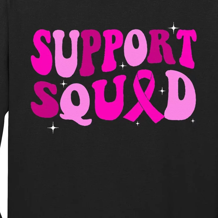 Groovy Pink Warrior Breast Cancer Awareness Support Squad Tall Long Sleeve T-Shirt