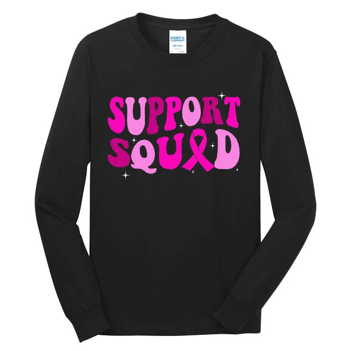 Groovy Pink Warrior Breast Cancer Awareness Support Squad Tall Long Sleeve T-Shirt