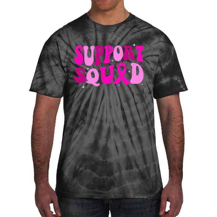 Groovy Pink Warrior Breast Cancer Awareness Support Squad Tie-Dye T-Shirt