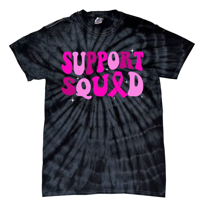 Groovy Pink Warrior Breast Cancer Awareness Support Squad Tie-Dye T-Shirt