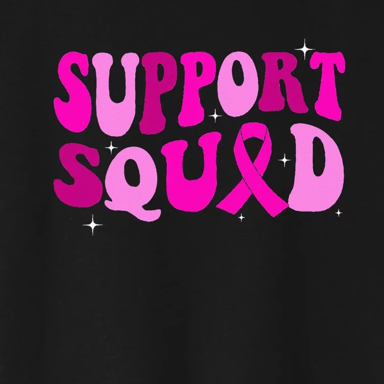 Groovy Pink Warrior Breast Cancer Awareness Support Squad Women's Crop Top Tee