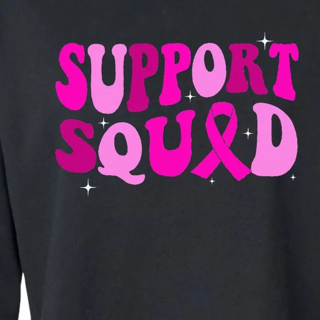 Groovy Pink Warrior Breast Cancer Awareness Support Squad Cropped Pullover Crew