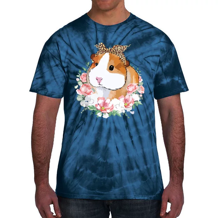 Guinea Pig With Leopard Headband Flower Guinea Pig Lovers Tie-Dye T-Shirt