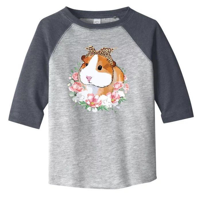 Guinea Pig With Leopard Headband Flower Guinea Pig Lovers Toddler Fine Jersey T-Shirt