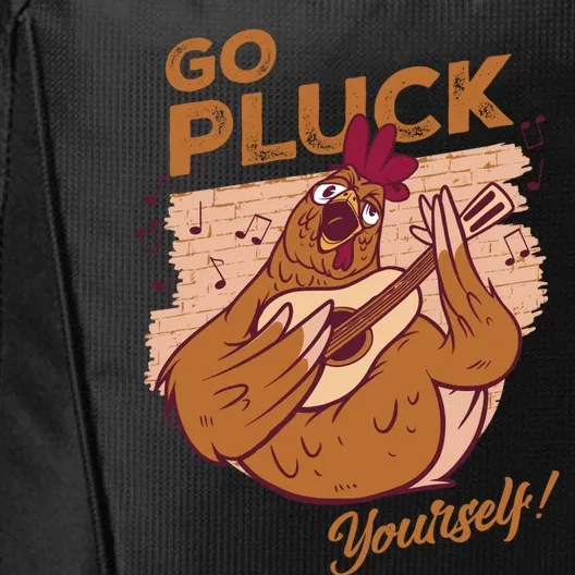 Go Pluck Yourself Guitar Player Funny Gift Funny Music Lover Pun Cool Gift City Backpack