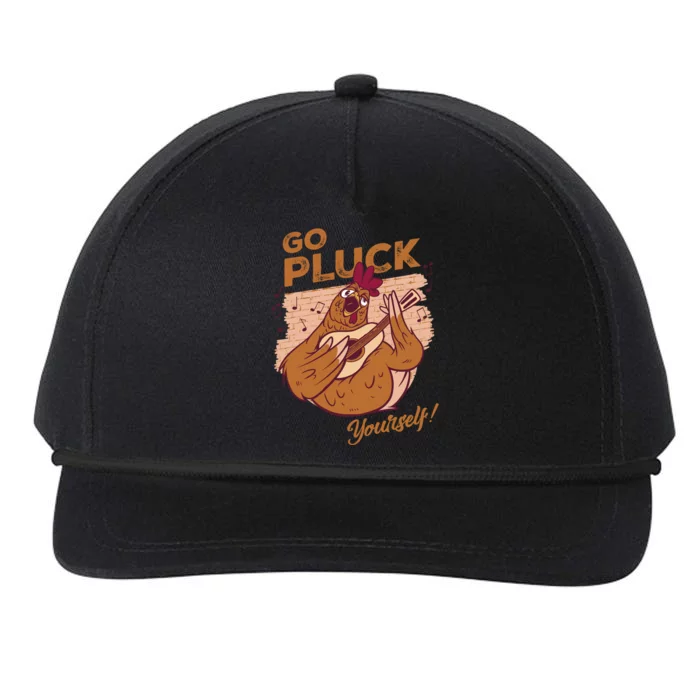 Go Pluck Yourself Guitar Player Funny Gift Funny Music Lover Pun Cool Gift Snapback Five-Panel Rope Hat