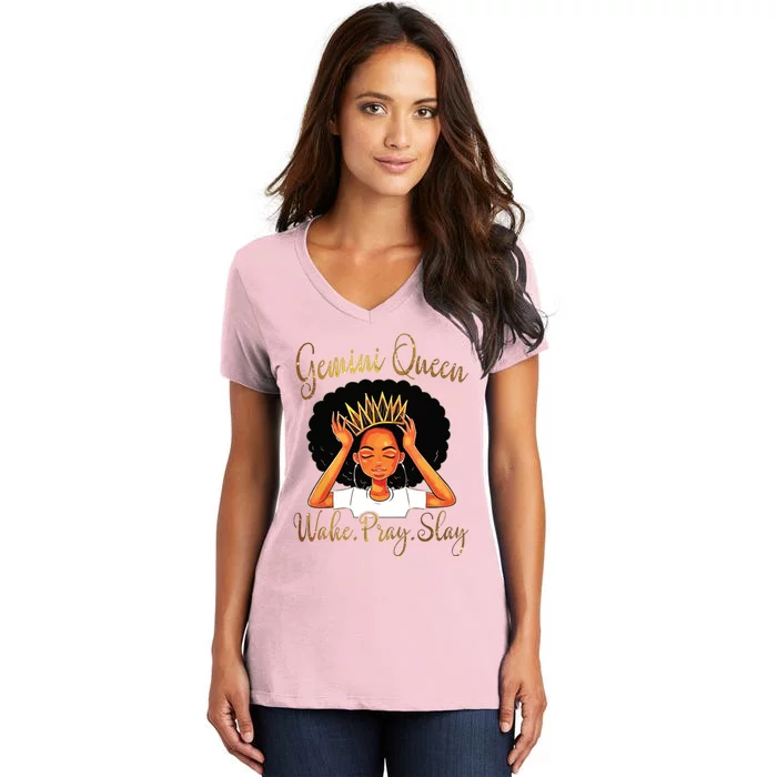 Gemini Queens Are Born In May 21 June Women's V-Neck T-Shirt