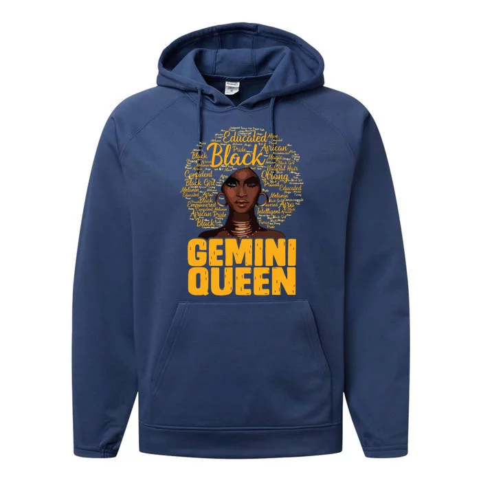 Gemini Queen Black Woman Afro Natural Hair African American Performance Fleece Hoodie