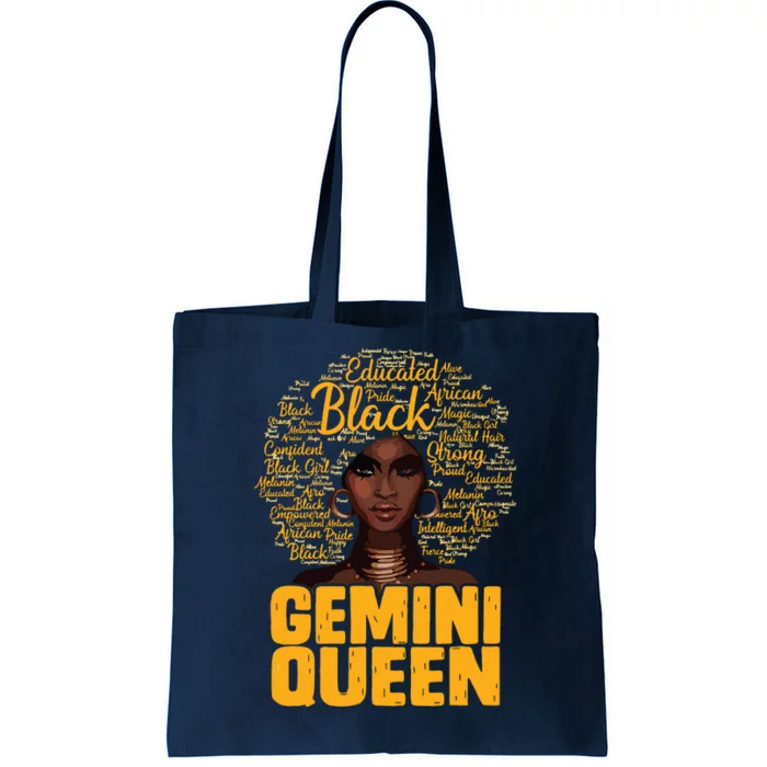 Gemini Queen Black Woman Afro Natural Hair African American Tote Bag