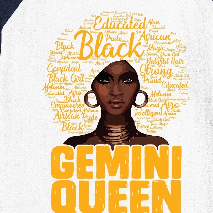 Gemini Queen Black Woman Afro Natural Hair African American Baseball Sleeve Shirt