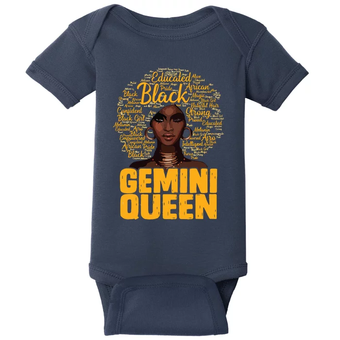 Gemini Queen Black Woman Afro Natural Hair African American Baby Bodysuit