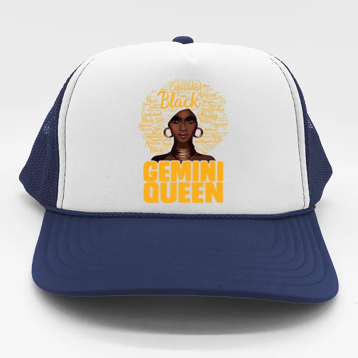 Gemini Queen Black Woman Afro Natural Hair African American Trucker Hat