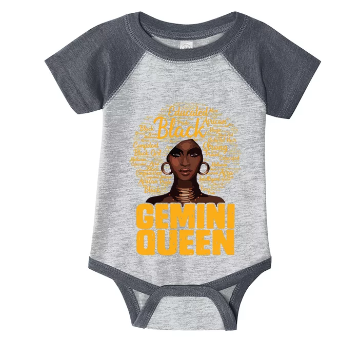 Gemini Queen Black Woman Afro Natural Hair African American Infant Baby Jersey Bodysuit