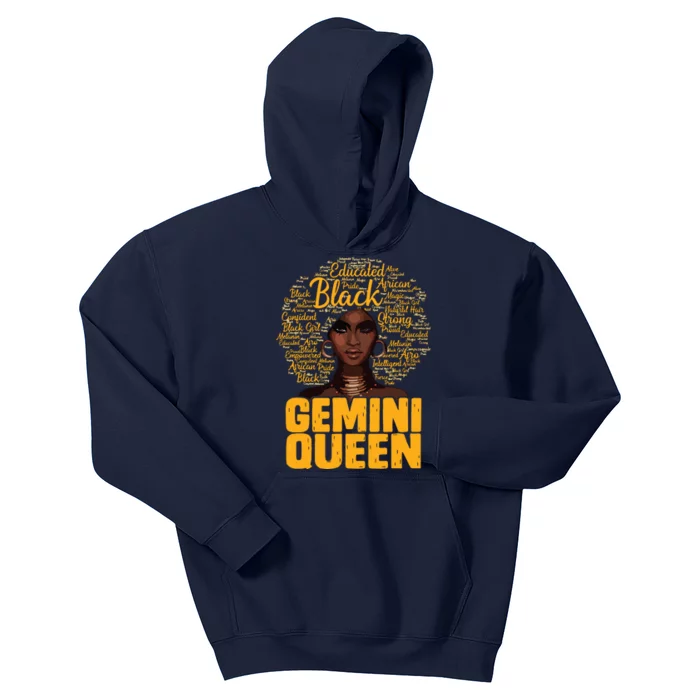 Gemini Queen Black Woman Afro Natural Hair African American Kids Hoodie