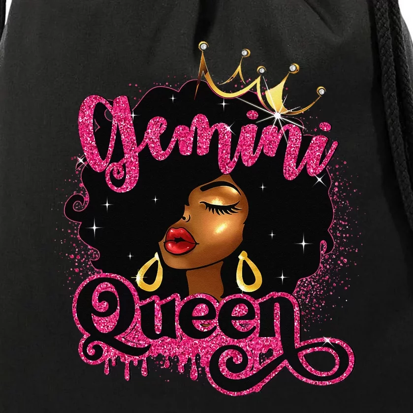 Gemini Queen Birthday Afro Black Zodiac Birthday Drawstring Bag