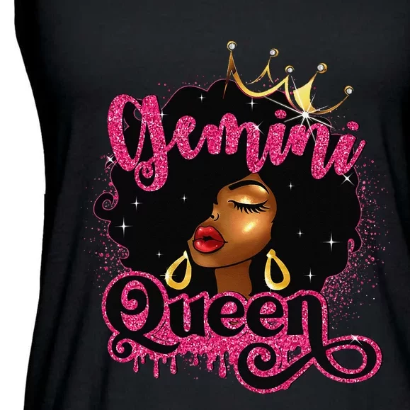 Gemini Queen Birthday Afro Black Zodiac Birthday Ladies Essential Flowy Tank