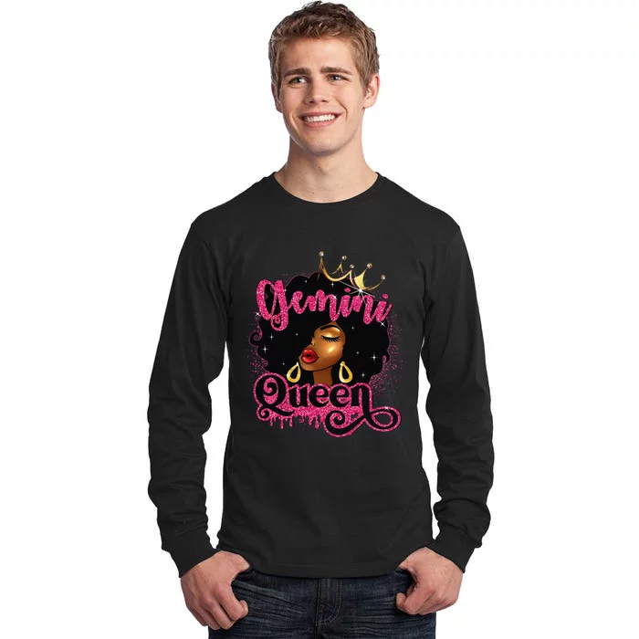 Gemini Queen Birthday Afro Black Zodiac Birthday Tall Long Sleeve T-Shirt