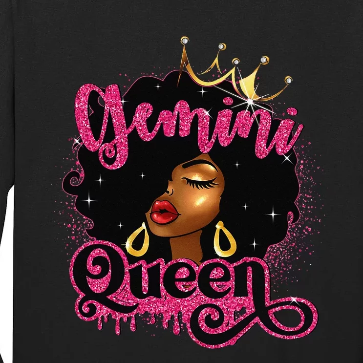 Gemini Queen Birthday Afro Black Zodiac Birthday Tall Long Sleeve T-Shirt