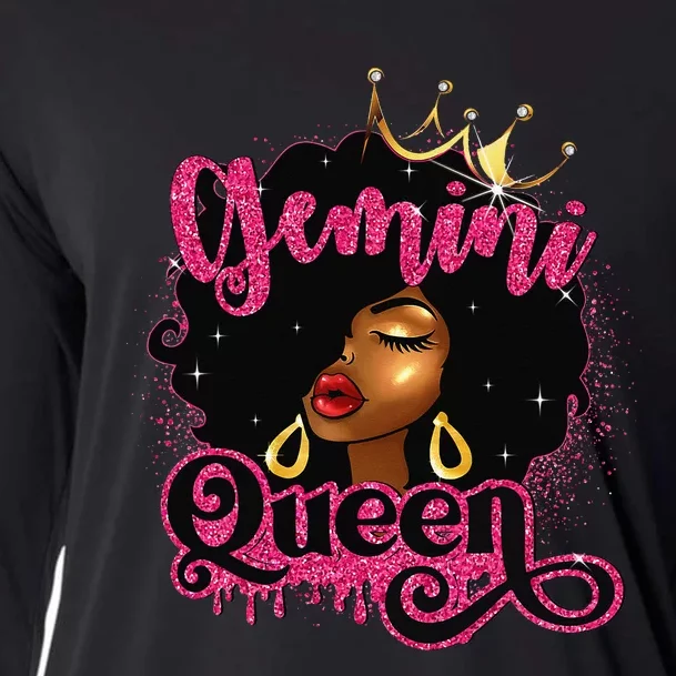 Gemini Queen Birthday Afro Black Zodiac Birthday Cooling Performance Long Sleeve Crew