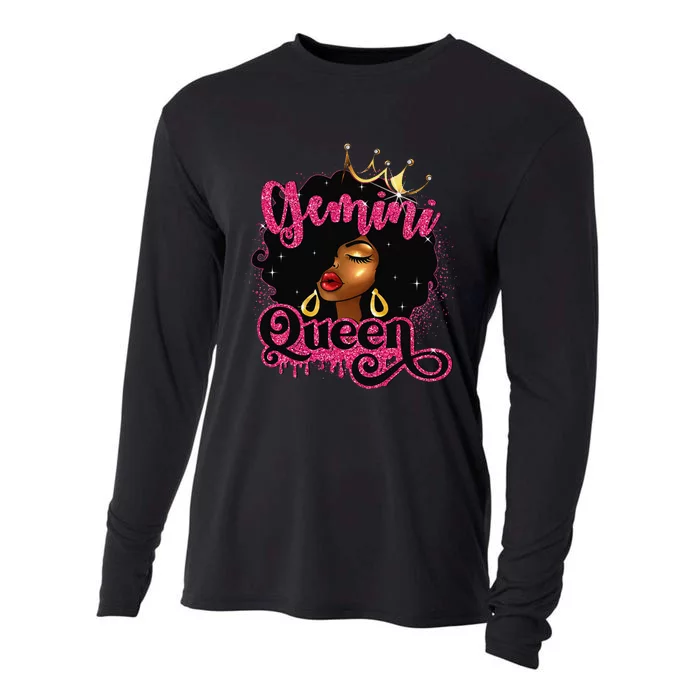 Gemini Queen Birthday Afro Black Zodiac Birthday Cooling Performance Long Sleeve Crew