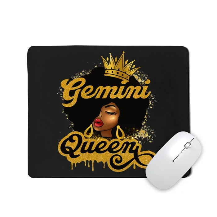 Gemini Queen Birthday Afro Woman Black Queen Zodiac Mousepad