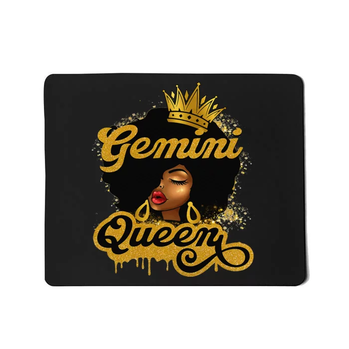 Gemini Queen Birthday Afro Woman Black Queen Zodiac Mousepad