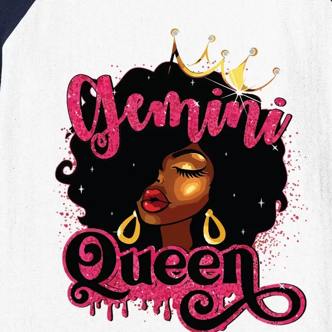 Gemini Queen Birthday Afro Girl Black Zodiac Birthday Baseball Sleeve Shirt