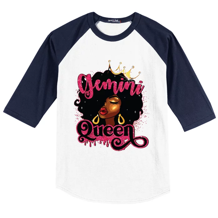 Gemini Queen Birthday Afro Girl Black Zodiac Birthday Baseball Sleeve Shirt