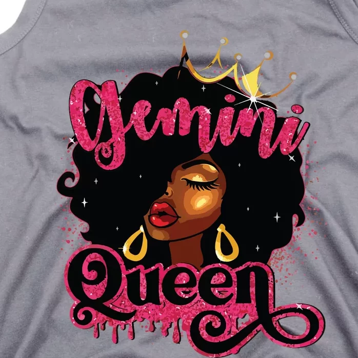 Gemini Queen Birthday Afro Girl Black Zodiac Birthday Tank Top