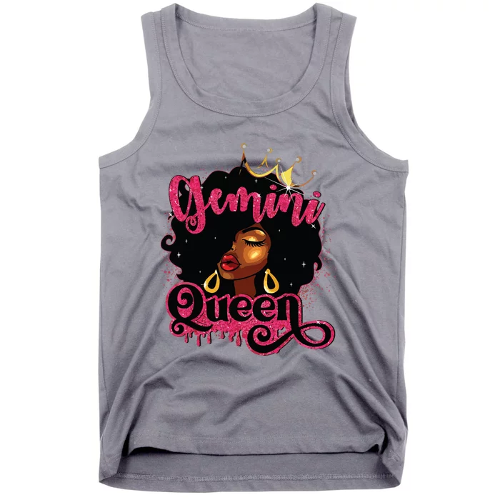 Gemini Queen Birthday Afro Girl Black Zodiac Birthday Tank Top