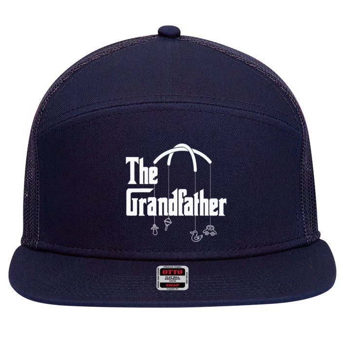 Grandfather Quote Funny Design For Grandpas 7 Panel Mesh Trucker Snapback Hat