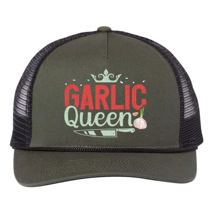 Garlic Queen Funny Kitchen Chef Cooking Lovers Great Gift Retro Rope Trucker Hat Cap