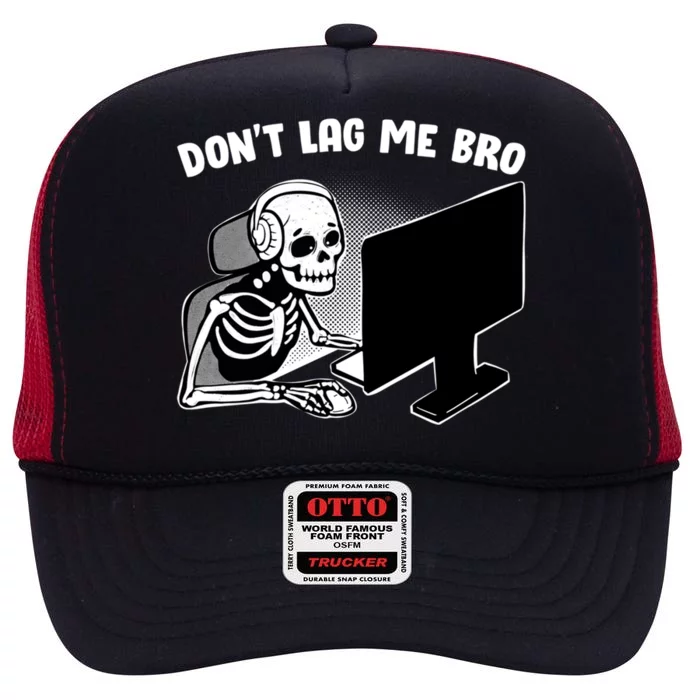 Gaming Quote Halloween Skeleton Gamers Respawn Gift High Crown Mesh Trucker Hat