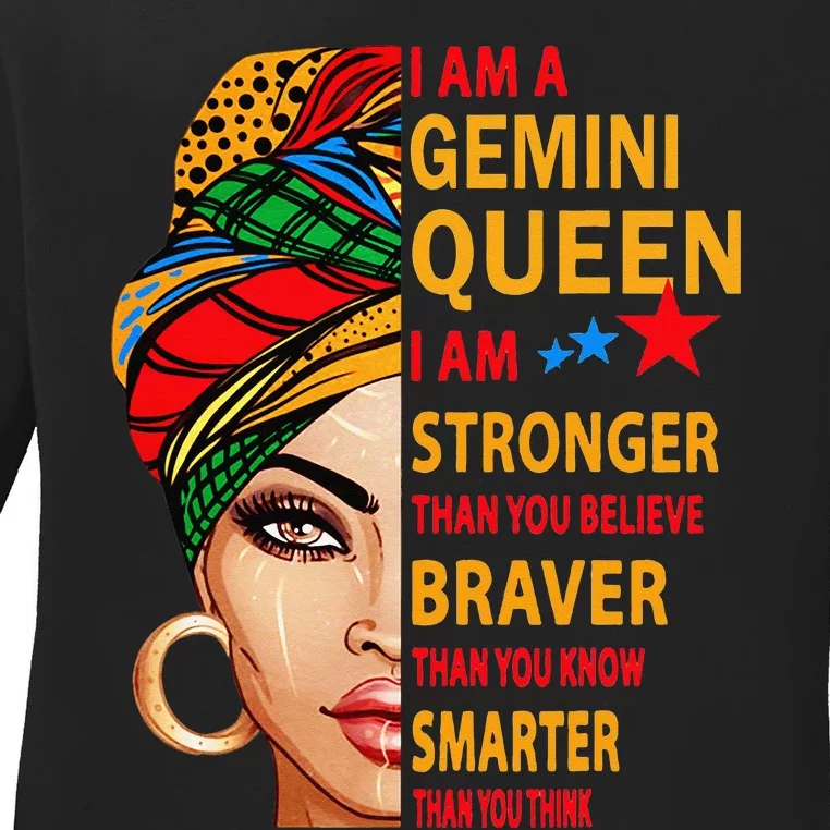 Gemini queen I am stronger birthday gift for Gemini zodiac Ladies Long Sleeve Shirt