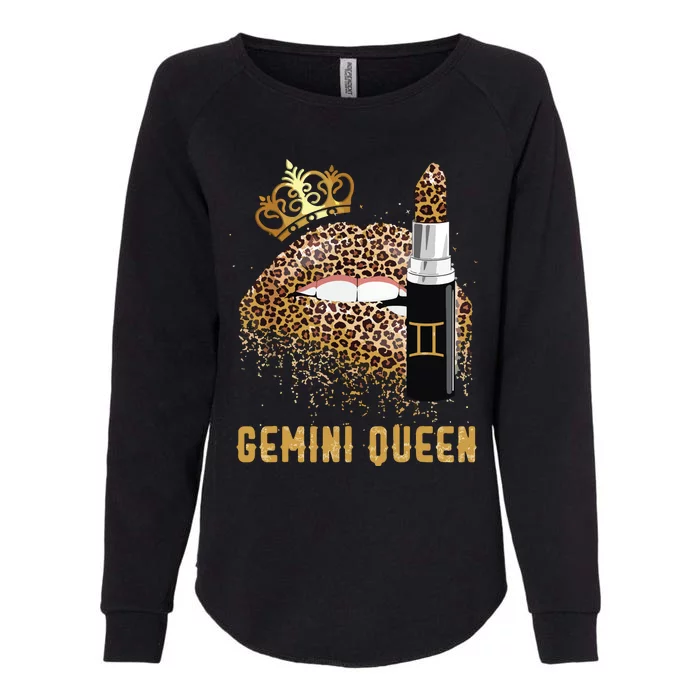 Gemini Queen Leopard Lips Gemini Womens California Wash Sweatshirt