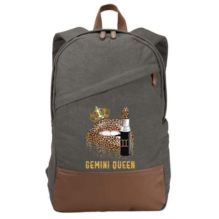 Gemini Queen Leopard Lips Gemini Cotton Canvas Backpack