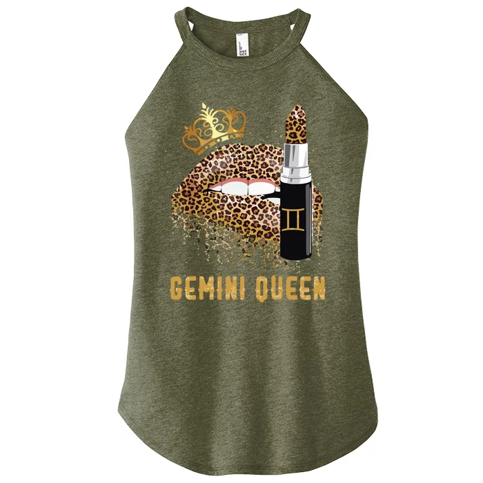 Gemini Queen Leopard Lips Gemini Women’s Perfect Tri Rocker Tank