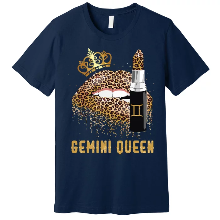 Gemini Queen Leopard Lips Gemini Premium T-Shirt