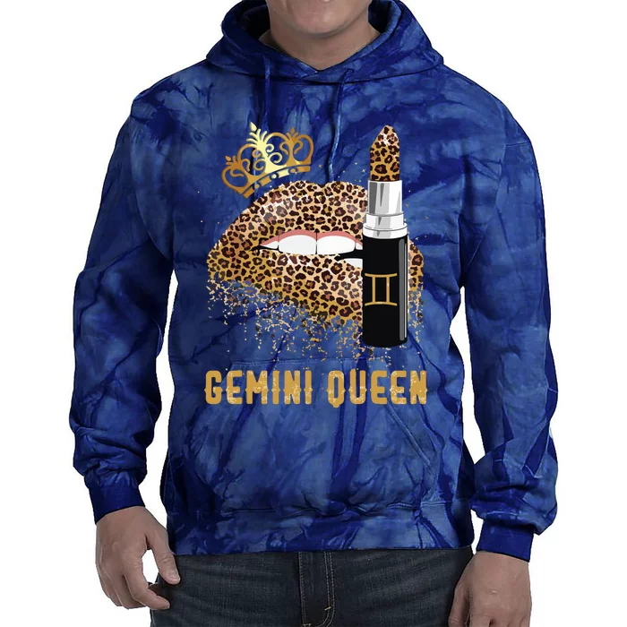 Gemini Queen Leopard Lips Gemini Tie Dye Hoodie