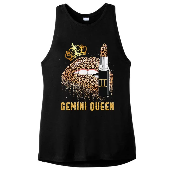 Gemini Queen Leopard Lips Gemini Ladies Tri-Blend Wicking Tank