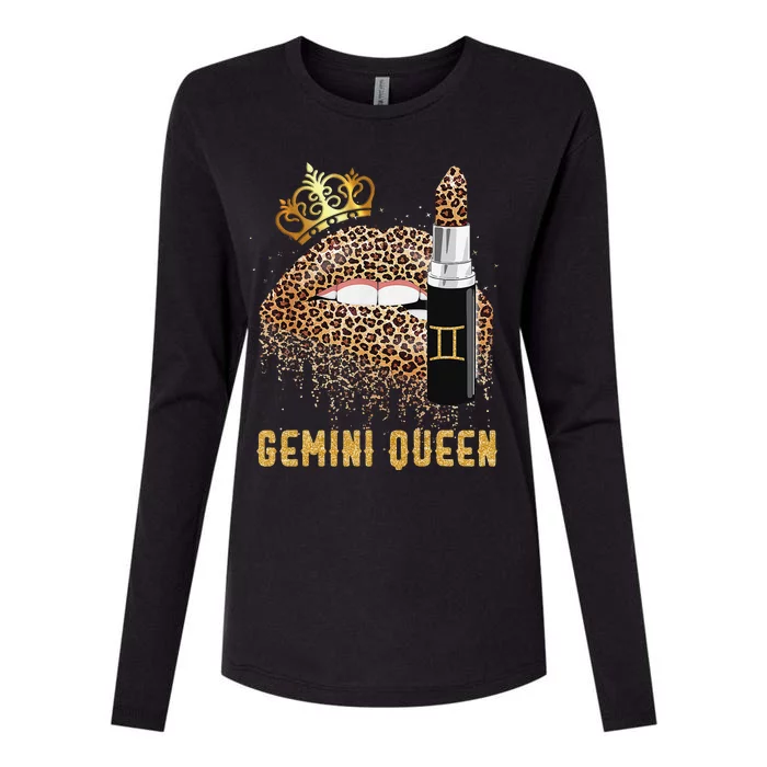 Gemini Queen Leopard Lips Gemini Womens Cotton Relaxed Long Sleeve T-Shirt