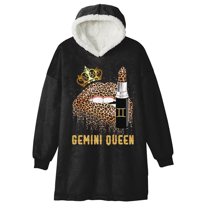 Gemini Queen Leopard Lips Gemini Hooded Wearable Blanket