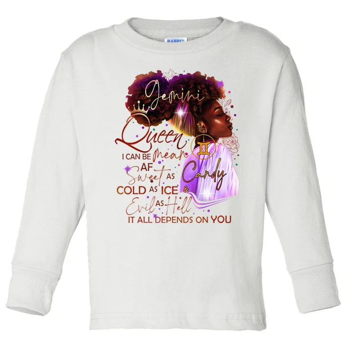 Gemini Queen Sweet As Candy Birthday Gift For Black Women Toddler Long Sleeve Shirt